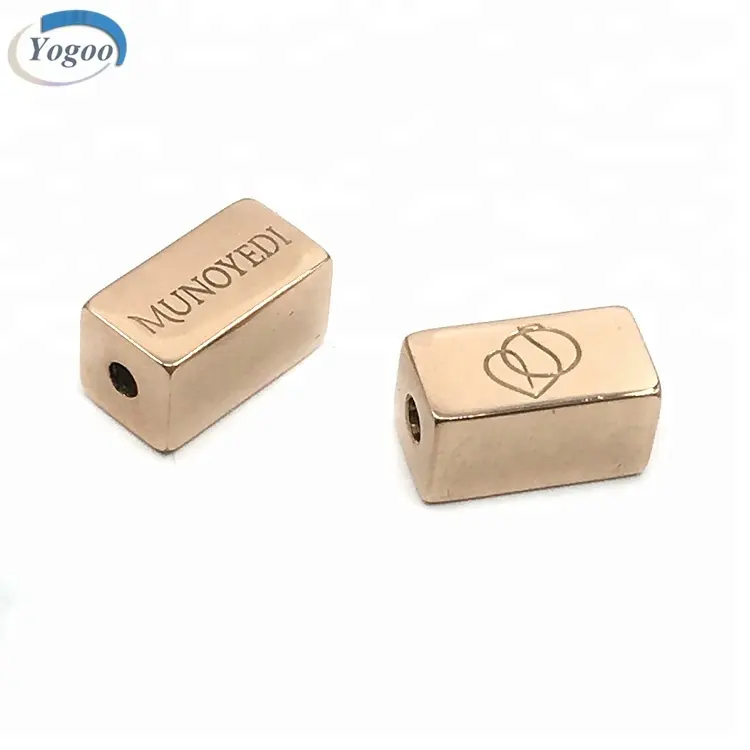 Rose Gold Custom Stainless Steel Engraved Metal Beads for Jewelry Making