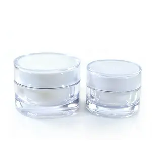 Creme vazio de parede dupla de acrílico, recipientes de acrílico para cuidados com a pele, pote de creme para o rosto, 5g 10g 15g 30g 50g