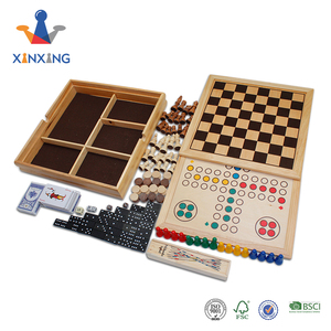 Caja de madera multi juego con backgammon damas ajedrez y póker, dominos, 9 en 1 juego set - Product Image 4