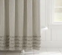 Jonsun 100% Cotton Nguyên Chất Sọc Ruffle Rèm Tắm Rèm Phòng Tắm