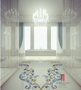 Medallones de Piso de Piedra Semipreciosa Azul Bahía de Brasil, Acabado de Lujo con Chorro de Agua - Product Image 3