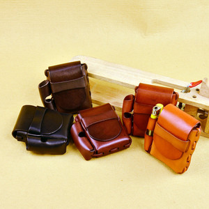 Étui à cigarettes en cuir véritable antique, allume-cigare pour paquet complet - Product Image 6