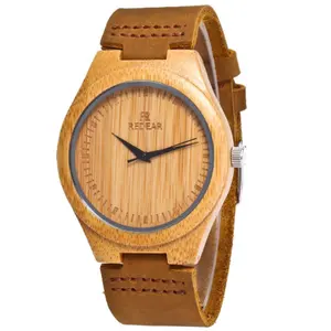 REDEAR-Reloj de madera para hombre, correa de cuero genuino, marca de lujo, reloj de recuerdo, Masculino, 2019