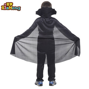 Niños de halloween cosplay niños vampiro Conde traje para niños negro tulle partido capa ropa - Product Image 6