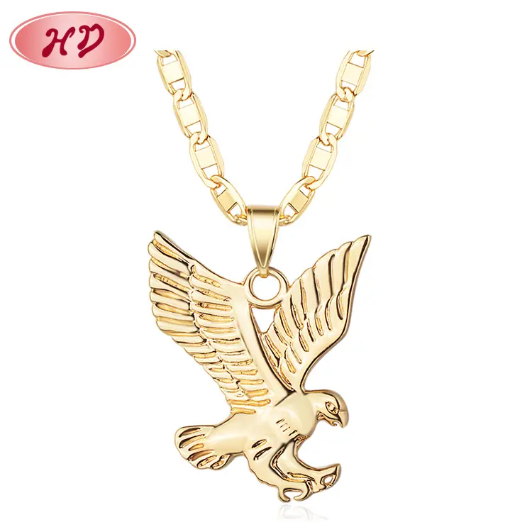 Golden Eagle Pingente Coruja Moda Mulheres Homens Jóias Colar de Pingente de Hiphop