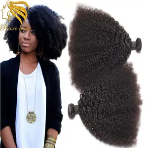 Lsy Wholesale African African Kinky Curly 100% 生人发编织巴西卷曲发束，蒙古African Kinky Weacve