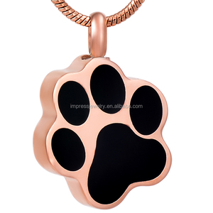 IJD8451 Bianco di Alta Qualità e Smalto Nero <span class=keywords><strong>Zampa</strong></span> In Acciaio Inox Creamtion Urna Ciondolo Pet Keepsake memoriale ceneri gioielli - Product Image 3