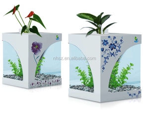 Acuario tropical Betta peces pequeños nano mini acuario Betta tanque + comida - Product Image 1