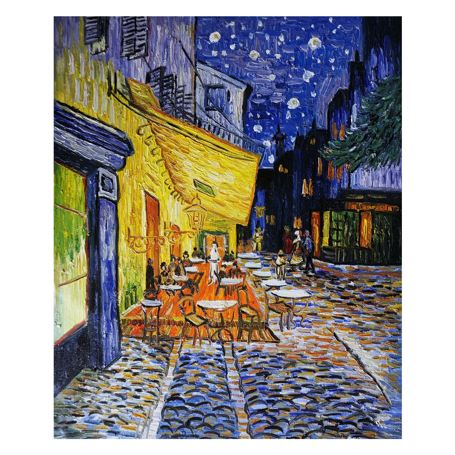 Dafen özel duvar sanatı ünlü resim sergisi Van Gogh gece Cafe teras üreme el yapımı boyama