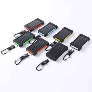 Dual USB externo portátil powr Banco Cargador solar con brújula Luz de camping al aire libre