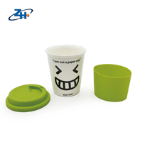 Petite tasse à café en céramique écologique avec couvercle en silicone, personnalisable par sublimation, logo personnalisé - Cadeau pour la fête des mères