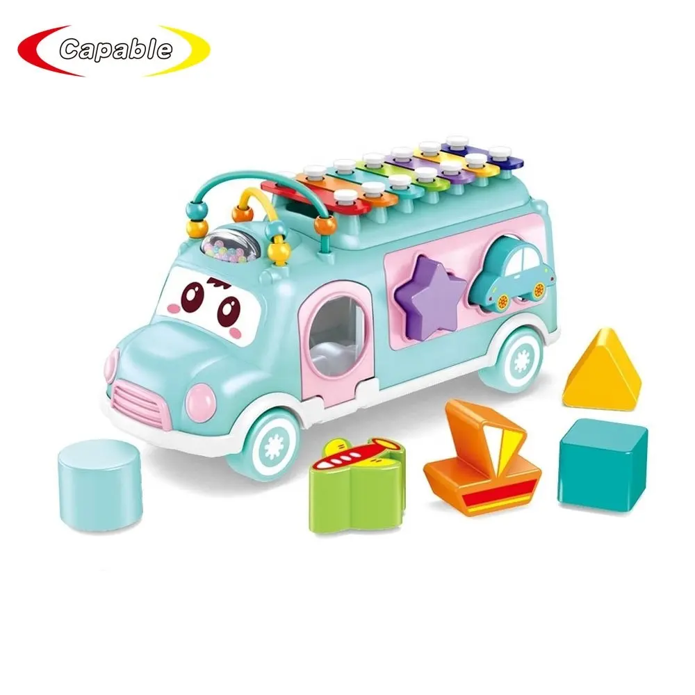 Educatief Baby Speelgoed Bus Puzzel Kloppen Xylofoon Muziek Instrument Voor Kids