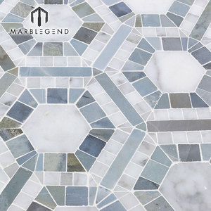 Bathroom Design Carrara and <strong>Moonstone</strong> Hexagon <strong>Marble</strong> Mosaic Tile