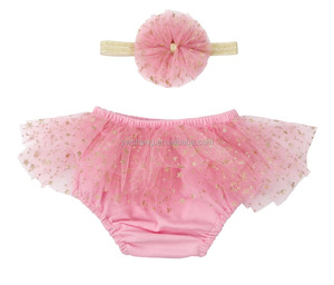 2017 de algodón de bebé bloomer con volantes ropa niñas tutu bloomer con pelo - Product Image 1
