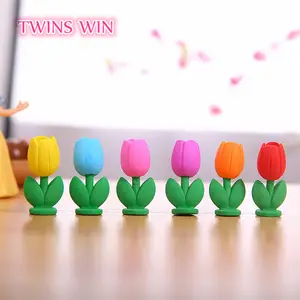 kids stationery items Cute flower color box packed pencil eraser wholesale funny erasers 050