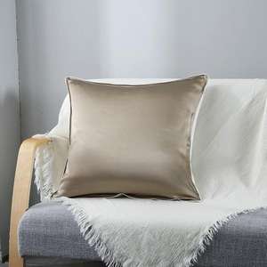 Sarung bantal rumah <span class=keywords><strong>Satin</strong></span> sutra kualitas tinggi 100% dengan ritsleting sarung bantal sisi tunggal warna Solid kustom pola murni - Product Image 2