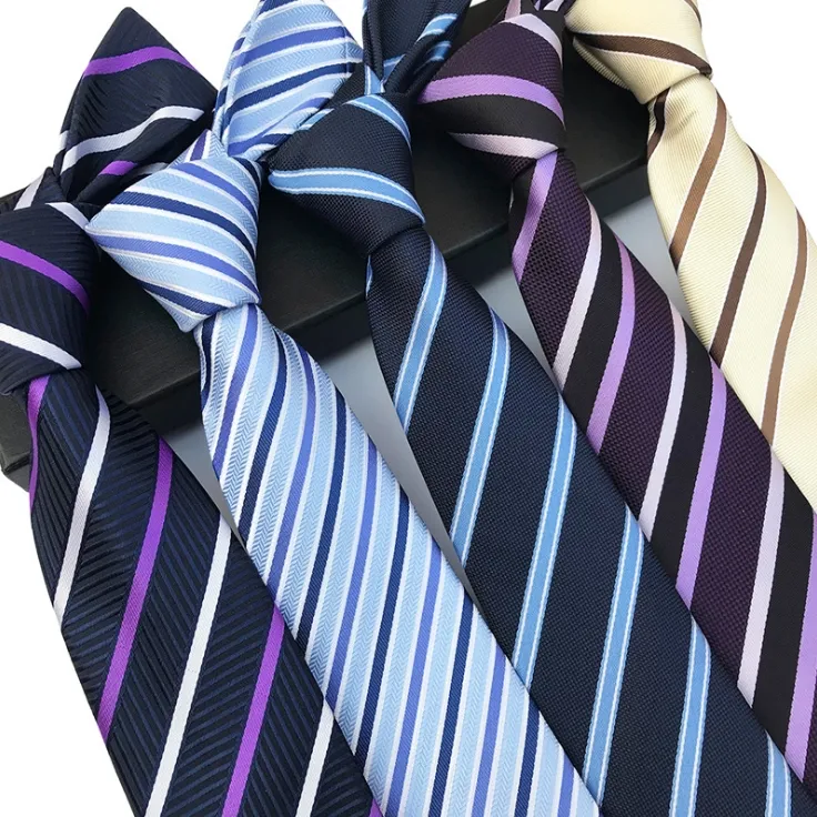 Fashion Business Neckties Classic Wedding Party Gravatas Men's Stripe 100% Silk Tie Jacquard Woven Neck Ties