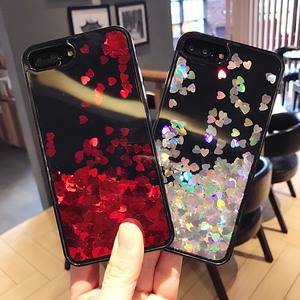Venta caliente <span class=keywords><strong>en</strong></span> forma de corazón de lujo líquido acrílico duro caso del teléfono móvil para <span class=keywords><strong>el</strong></span> iPhone 6 S 7 8 más X - Product Image 1