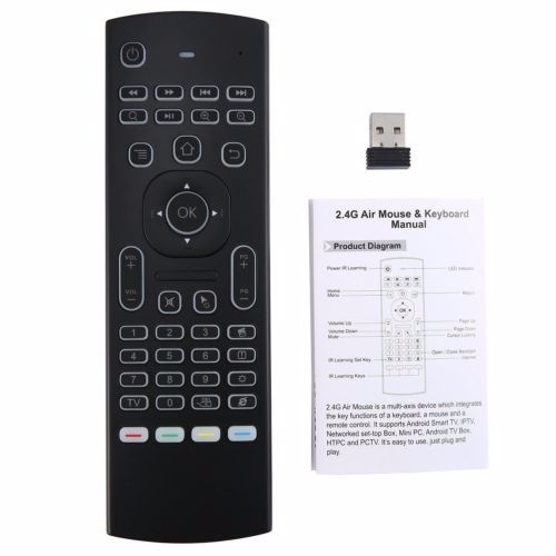 2.4G Rétro-Éclairé Air Mouse À Distance, Clavier sans fil et Infrarouge D'apprentissage pour Kodi Android TV Box, Smart TV, PC,
