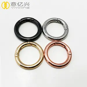 Polished rose gold spring o ring carabiner open ring inner diameter 25mm metal ring