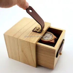 Caja de reloj de madera cuadrada con logotipo personalizado, venta al por mayor