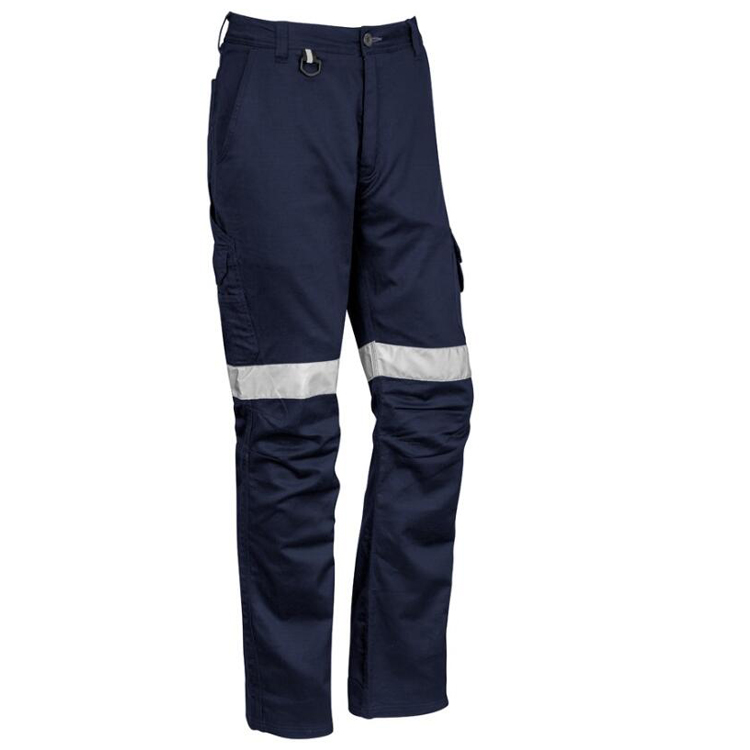 Navy Blue Cargo Work Pants with Reflective Tape - Durable