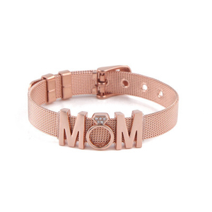 Regalo di Giorno <span class=keywords><strong>della</strong></span> madre di maglia di acciaio inossidabile <span class=keywords><strong>mamma</strong></span> scorrevole di fascini del braccialetto - Product Image 5
