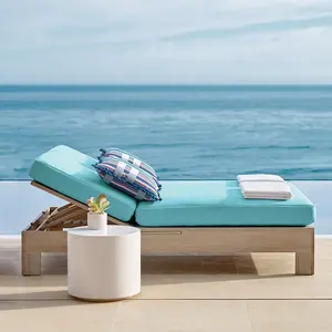 Hot Sale Beach Outdoor Teakholz Chaiselongue DOPPELTE KETTE MIT KISSEN