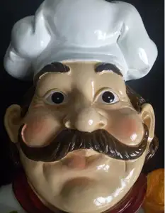 Orologio da parete in resina retrò chef 3D per Pendule cucina