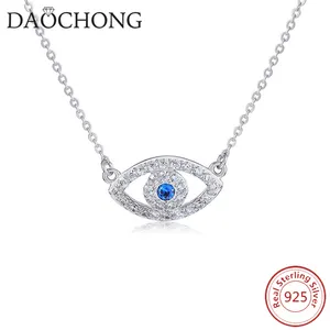 925 sterling silver hamsa dell'occhio diabolico bianco blu CZ DELLA collana del pendente