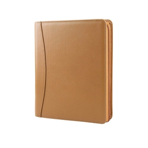 Document Padfolio Personalized Business Brown Zipper File Folder Business PU Leather <strong>A4</strong> <strong>Portfolio</strong> - Product Image 2