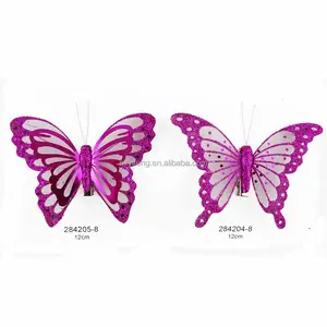 12cm Violet Noël papillon fait main pour ornement de sapin de noël