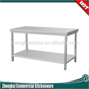 personalizado 2 niveles <span class=keywords><strong>restaurante</strong></span> equipos de acero inoxidable mesa de trabajo sin peto - Product Image 1