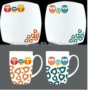Búho impreso de la plata y taza para la promoción y <span class=keywords><strong>Gifi</strong></span> / taza y placa de serie - Product Image 2