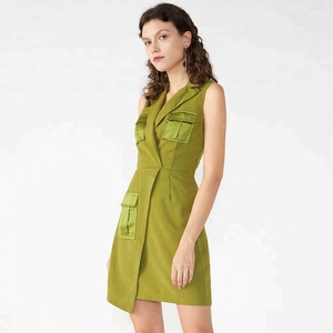 ESTILO OCCIDENTAL últimos diseños <span class=keywords><strong>de</strong></span> alta moda Casual bolsillo <span class=keywords><strong>de</strong></span> las mujeres vestido <span class=keywords><strong>de</strong></span> camisa <span class=keywords><strong>de</strong></span> cuello en V vestido - Product Image 4