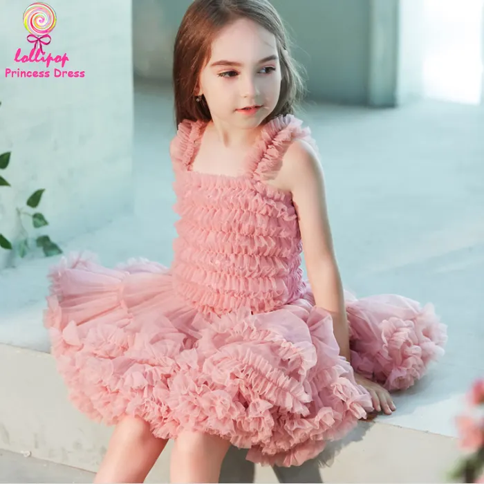 ล่าสุดการออกแบบชุดลูกไม้ปักดอกไม้เจ้าหญิงชุดสาวฝุ่นสีชมพูชีฟองพรรคชุดแฟชั่น2020