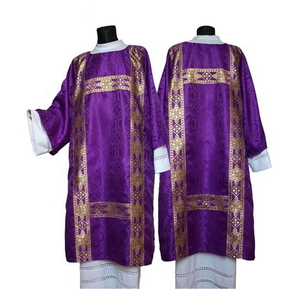 Holy Purple Catholic Church Priests Chasuble <strong>Fish</strong> Embroidered Vestments w Collar - Product Image 5