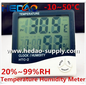 Digital LCD interior exterior termómetro higrómetro reloj Calenda doble C / F temperatura y Sensor de humedad - Product Image 1