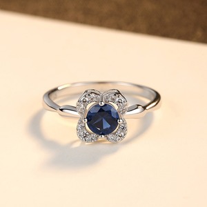CZCITY — bague en argent Sterling 925 et strass, bague en pierre précieuse bleue avec Surface lisse réglable, CZ - Product Image 5