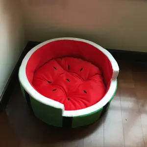 Großhandel Bestseller Hunde-Plüschbett Beliebtes Hochwertiges Kreatives Design Niedliches Frucht-Wassermelonen-Form Luxus-Katzennest Haustier-Hundebett - Product Image 1