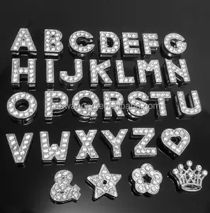 Stok asli Cina pabrik 8mm 10mm alfabet berlian imitasi berlian huruf geser