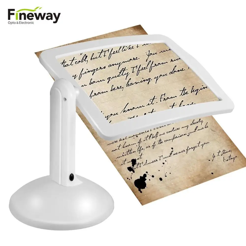 FW-001 3X Full-Page Hands Free Led Lighted Reading Magnifier Table Lamp Magnifying Glass