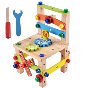 Children toys wholesale children kids DIY nut thumbscrews Tool Arm Chair Wood toy - Product Image 3