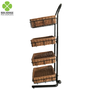 Étagère métallique pop-up à 4 niveaux avec paniers en osier amovibles - Product Image 4