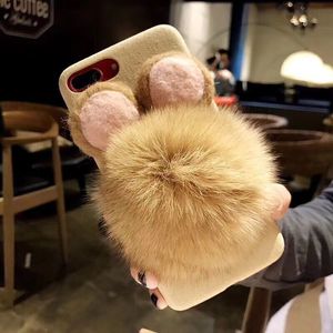 2018 nueva fusión del pelo del oído <span class=keywords><strong>de</strong></span> conejo bola tela peluche caso del teléfono celular para el iPhone para Oppo - Product Image 4