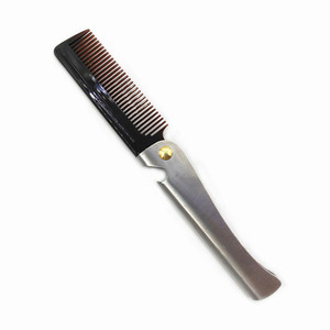 Premium in metallo con manico per barba e denti lisci Design portatile pieghevole per baffi da viaggio pettine per la toelettatura da uomo - Product Image 1