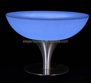 stainless steel base glass top Multi Color Changing illuminated Fashion round LED Bar cocktail Table