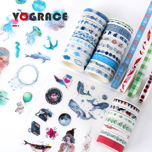 Vograce-pegatinas florales extraíbles de Anime, cinta washi personalizada, venta al por mayor