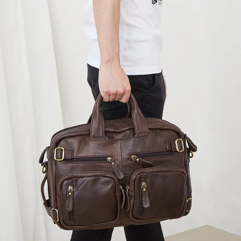 Sac d'affaires en cuir véritable pour hommes, sac en cuir de vache, sac à bandoulière Vintage, meilleure mallette pour hommes, 9911