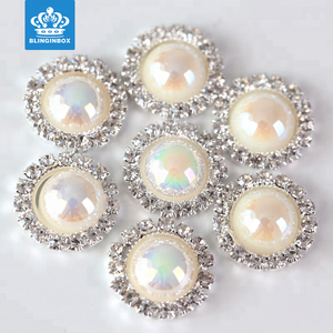 Blinginbox מפעל סיטונאי 15mm לערבב צבע rhinestones פרל מתכת כפתור עבור שיער אבזרים